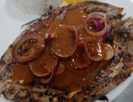 Grilled Bangus with Bistik Sauce (w/ rice)